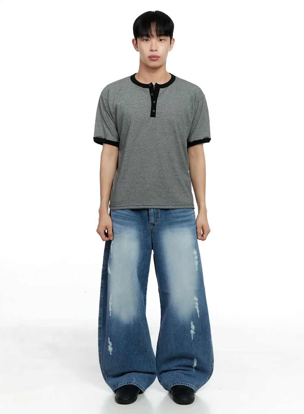 Men's Striped Henley T-shirt IG520