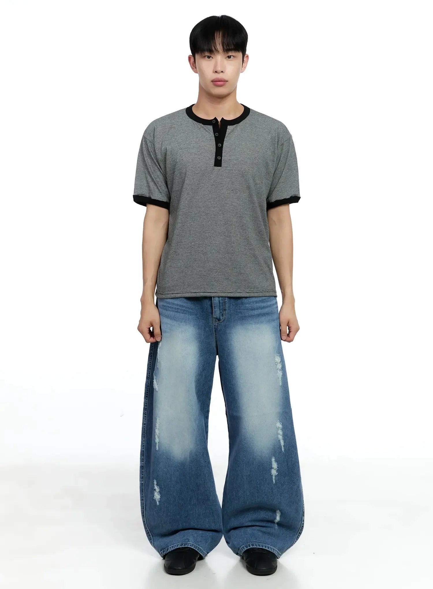 Men's Striped Henley T-shirt IG520