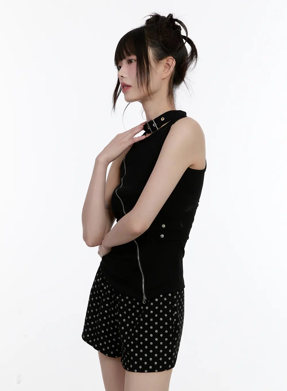 High-Neck Zip-Up Tank CL504