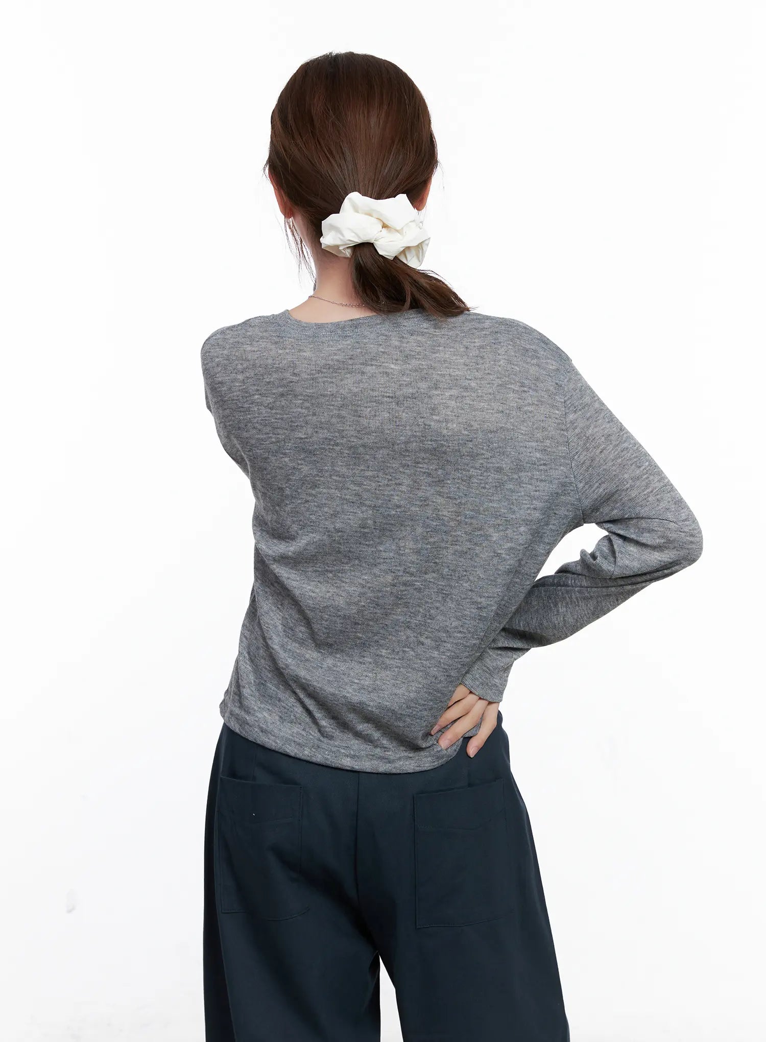 Polka-Dot Detail Button-Up Cardigan CG521