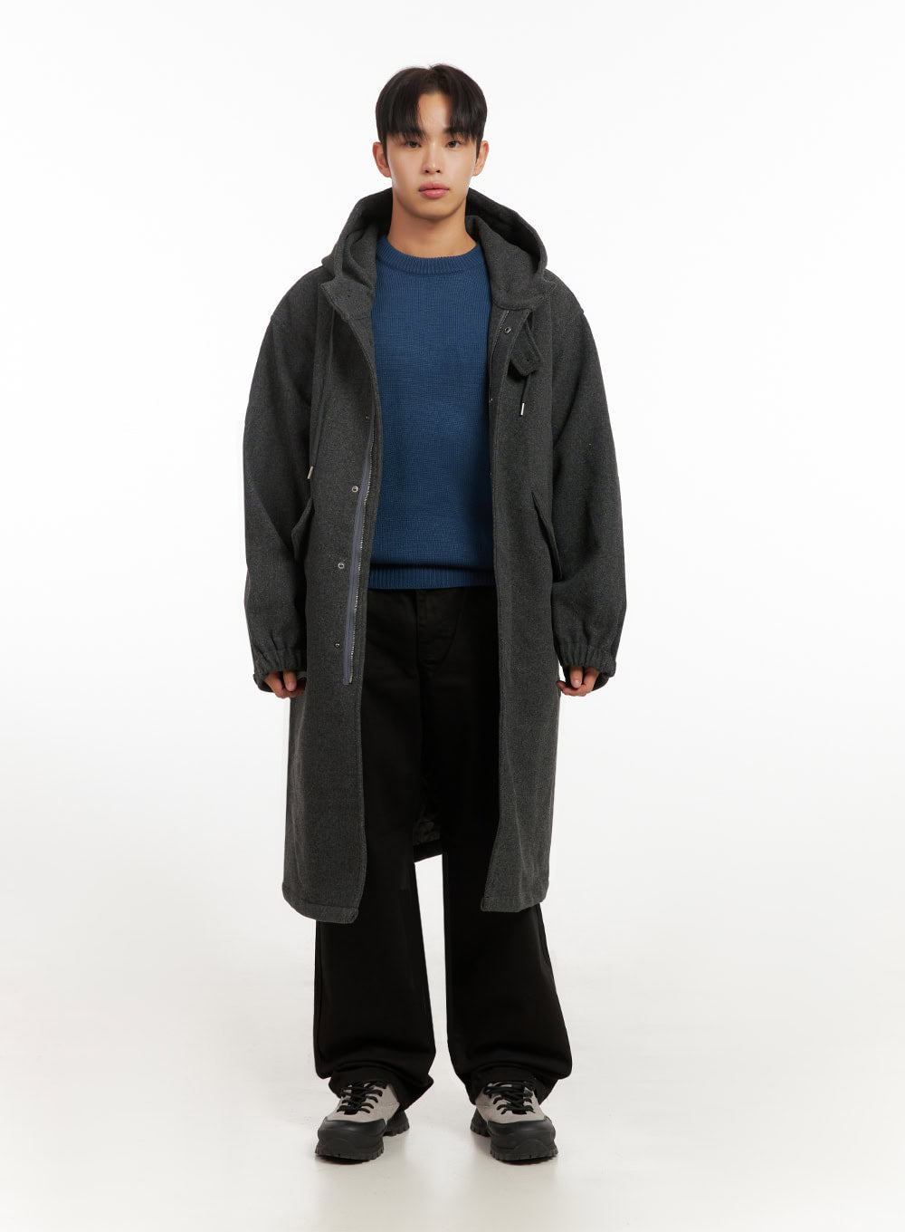 Men's Warm Wool Zip-Up Hooded Coat ID413