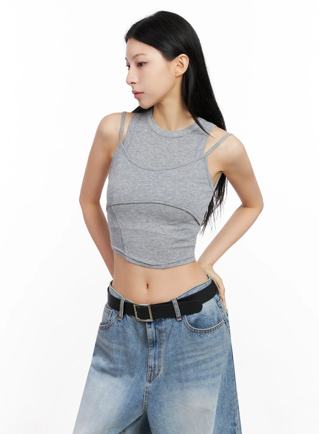 Double Strap Sleeveless Crop Top IG508