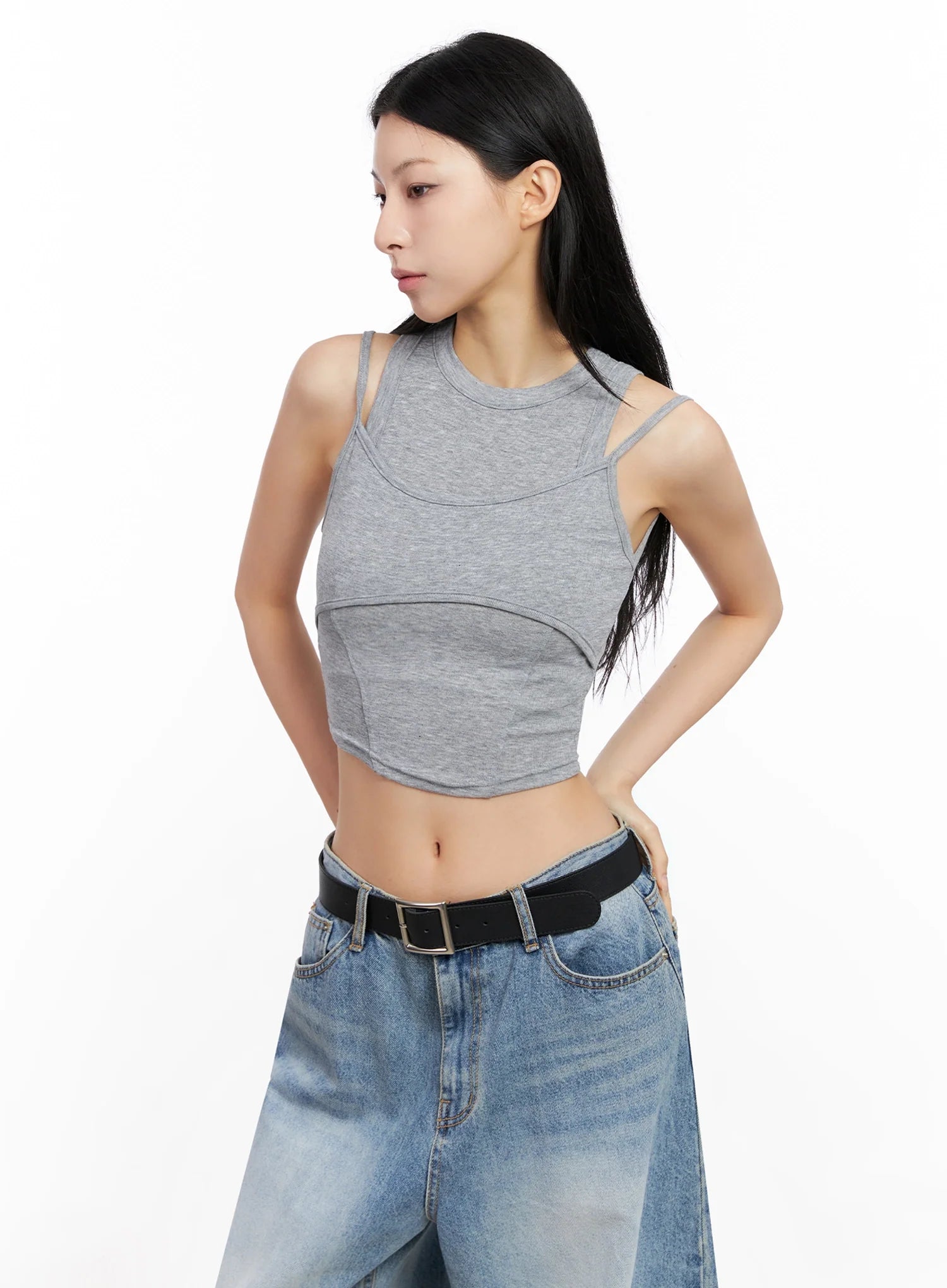 Double Strap Sleeveless Crop Top IG508