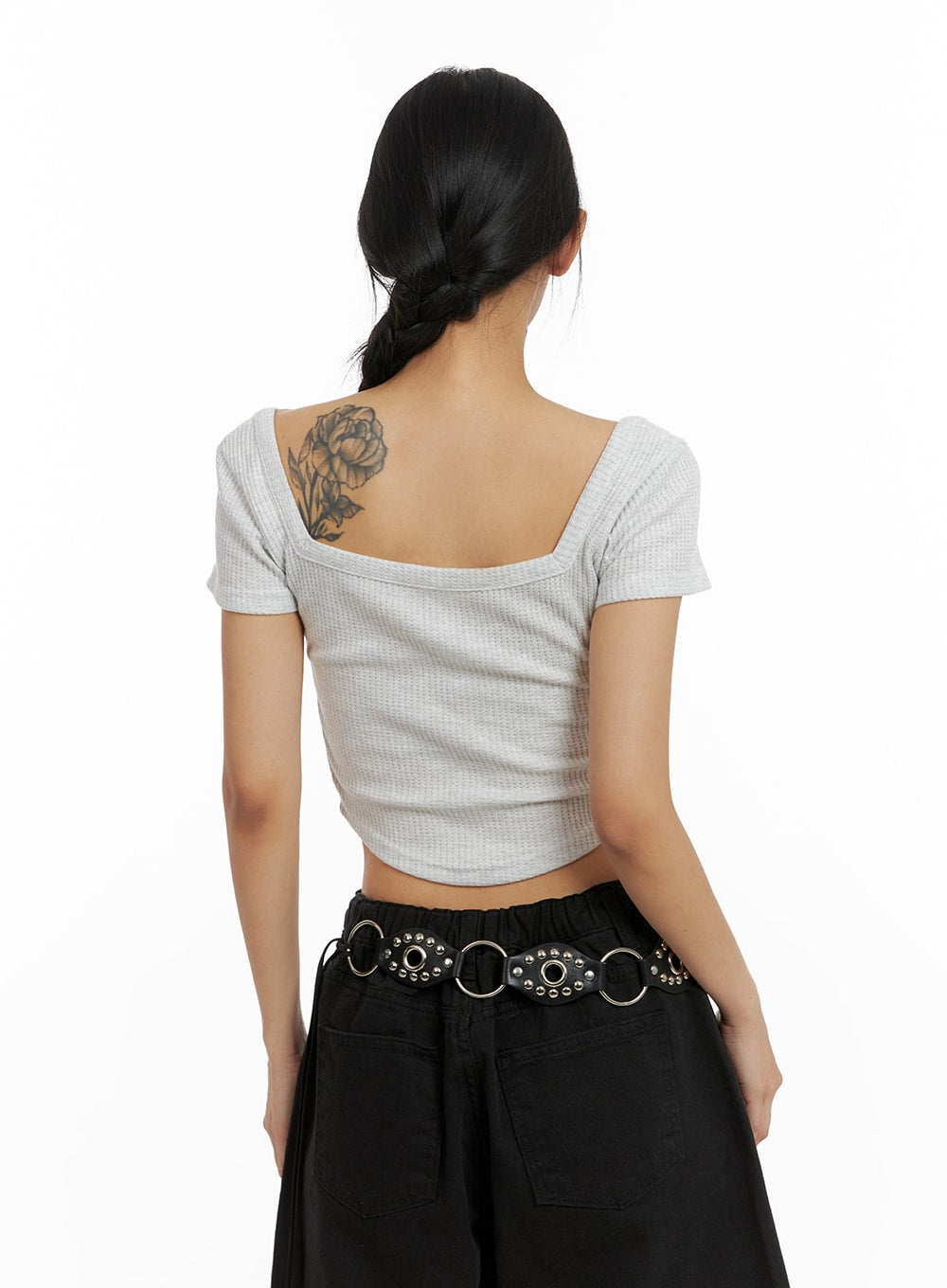 Buckle Square Neck Crop Top CA423