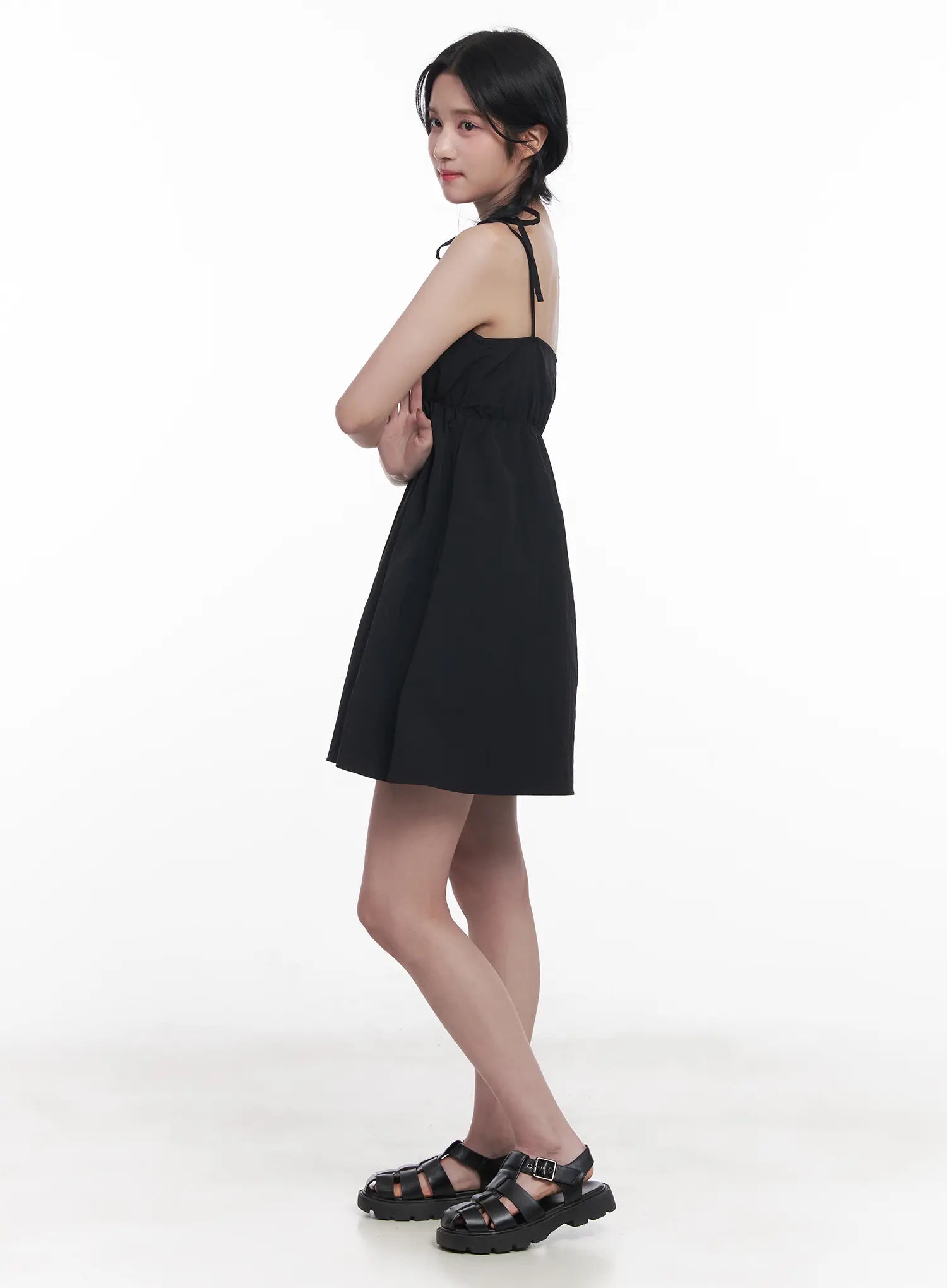 Flared Ribbon-Tie Mini Dress CU525