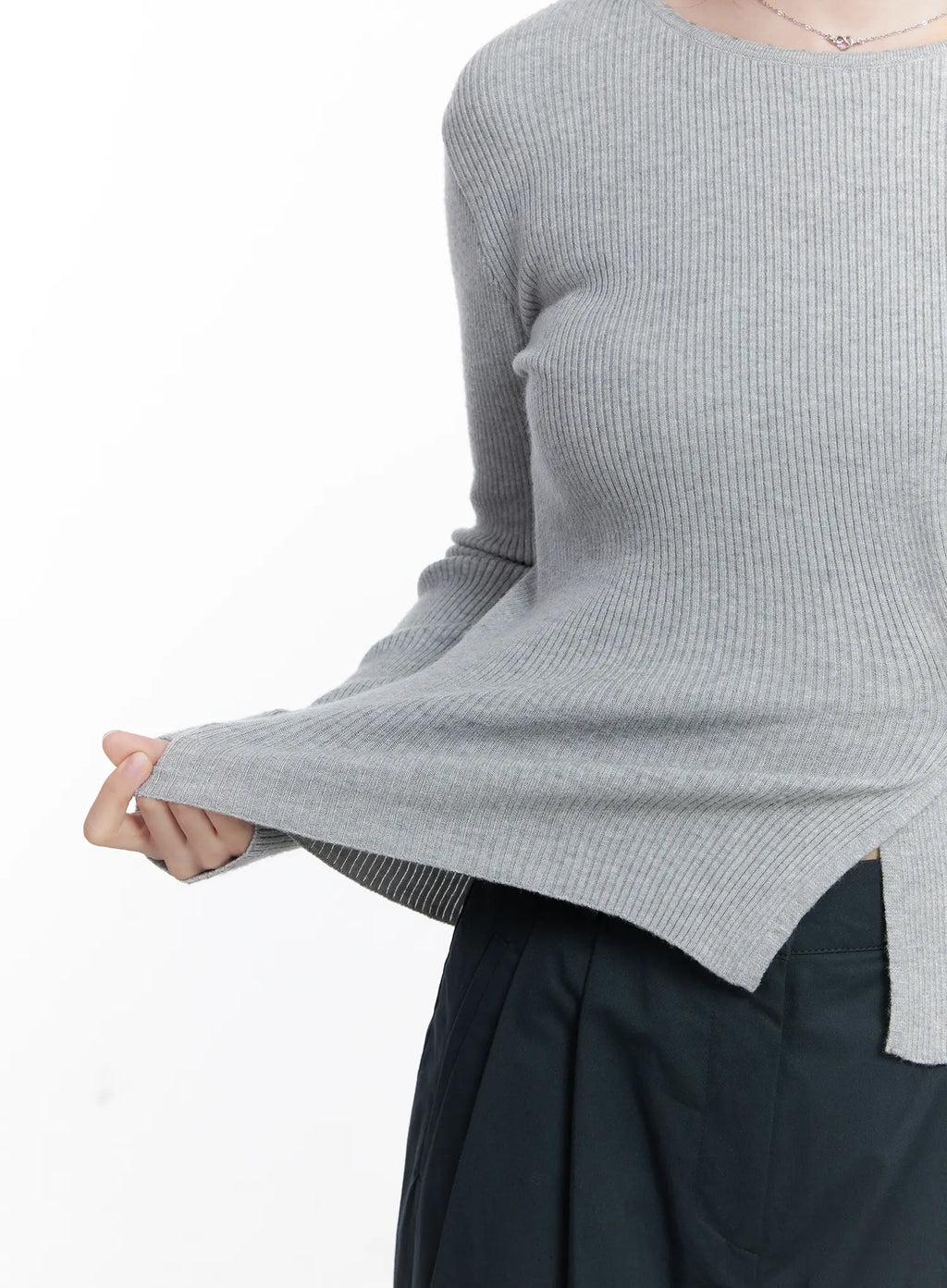 Two-Way Button Side-Slit Knit Top CG521