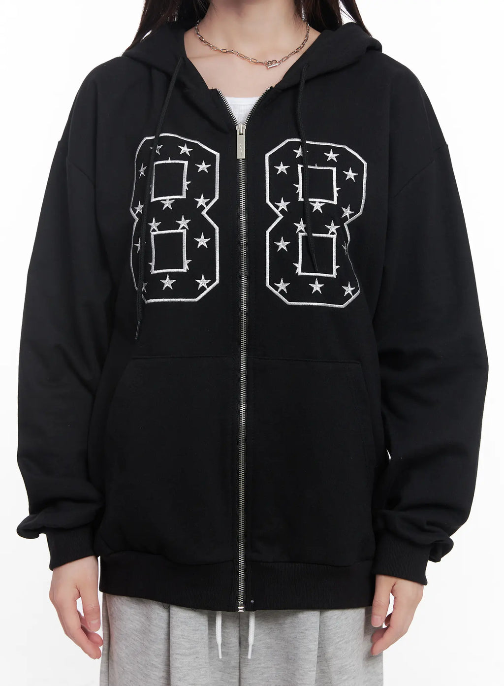 "88" Oversized Zip-Up Hoodie CU519