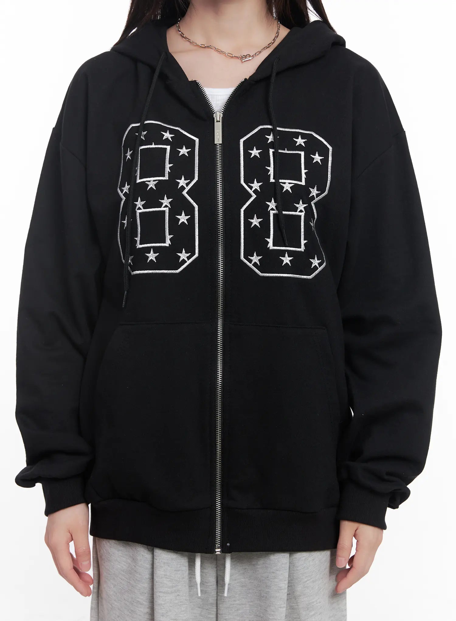 "88" Oversized Zip-Up Hoodie CU519