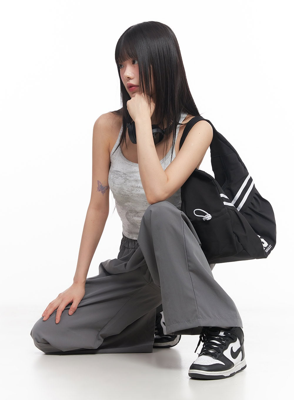 Wide-Fit Pintuck Nylon Trousers CY512