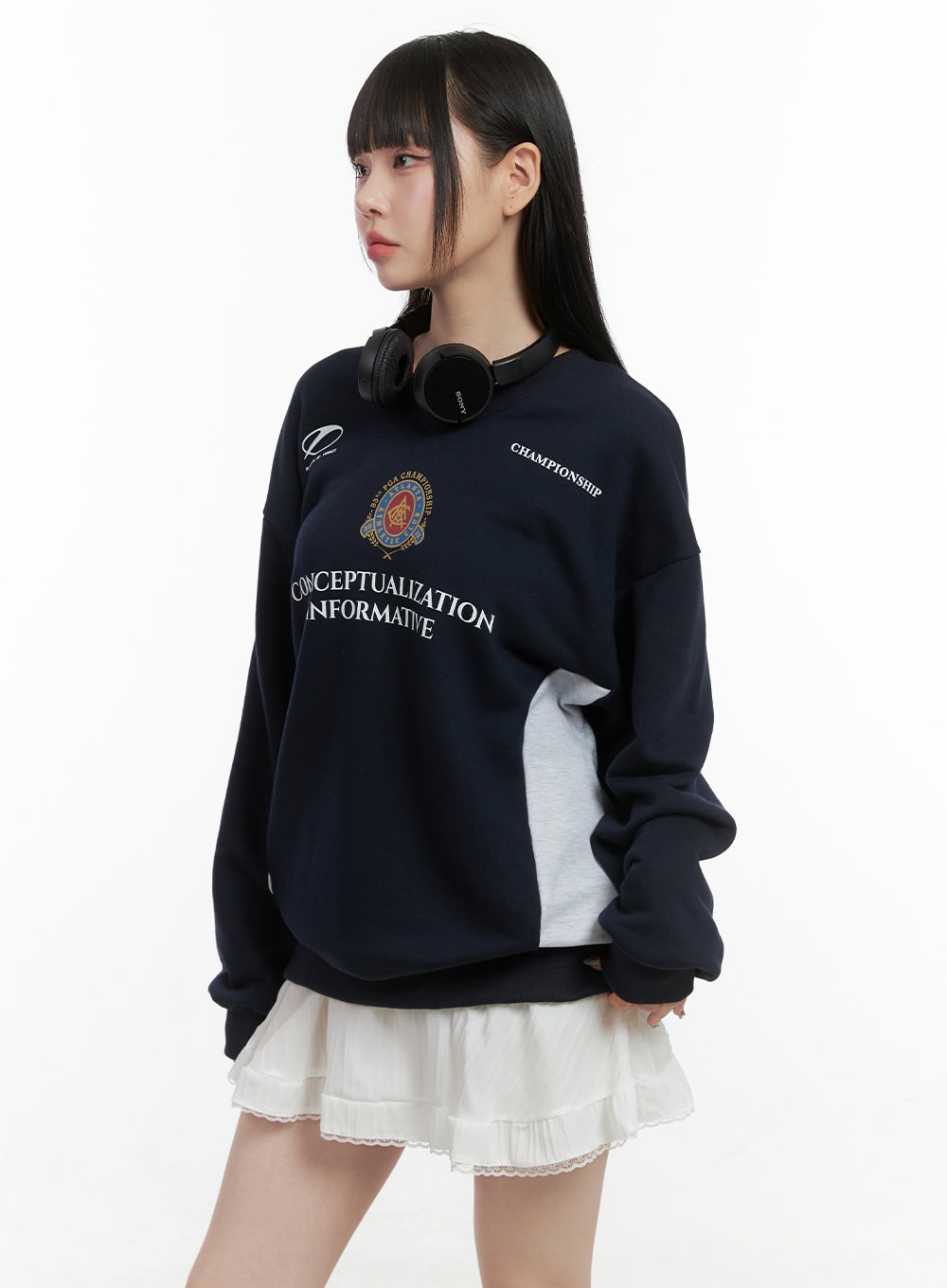 Graphic Lettering Crew Neck Sweatshirt OS410