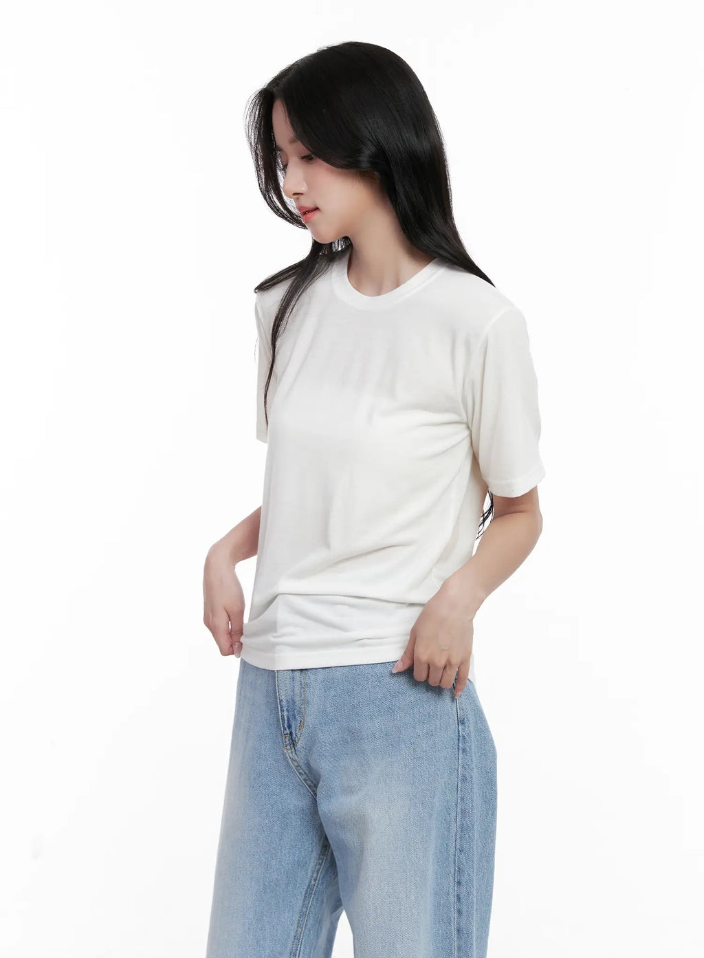 Classic Round-Neck Stretch Top CL515