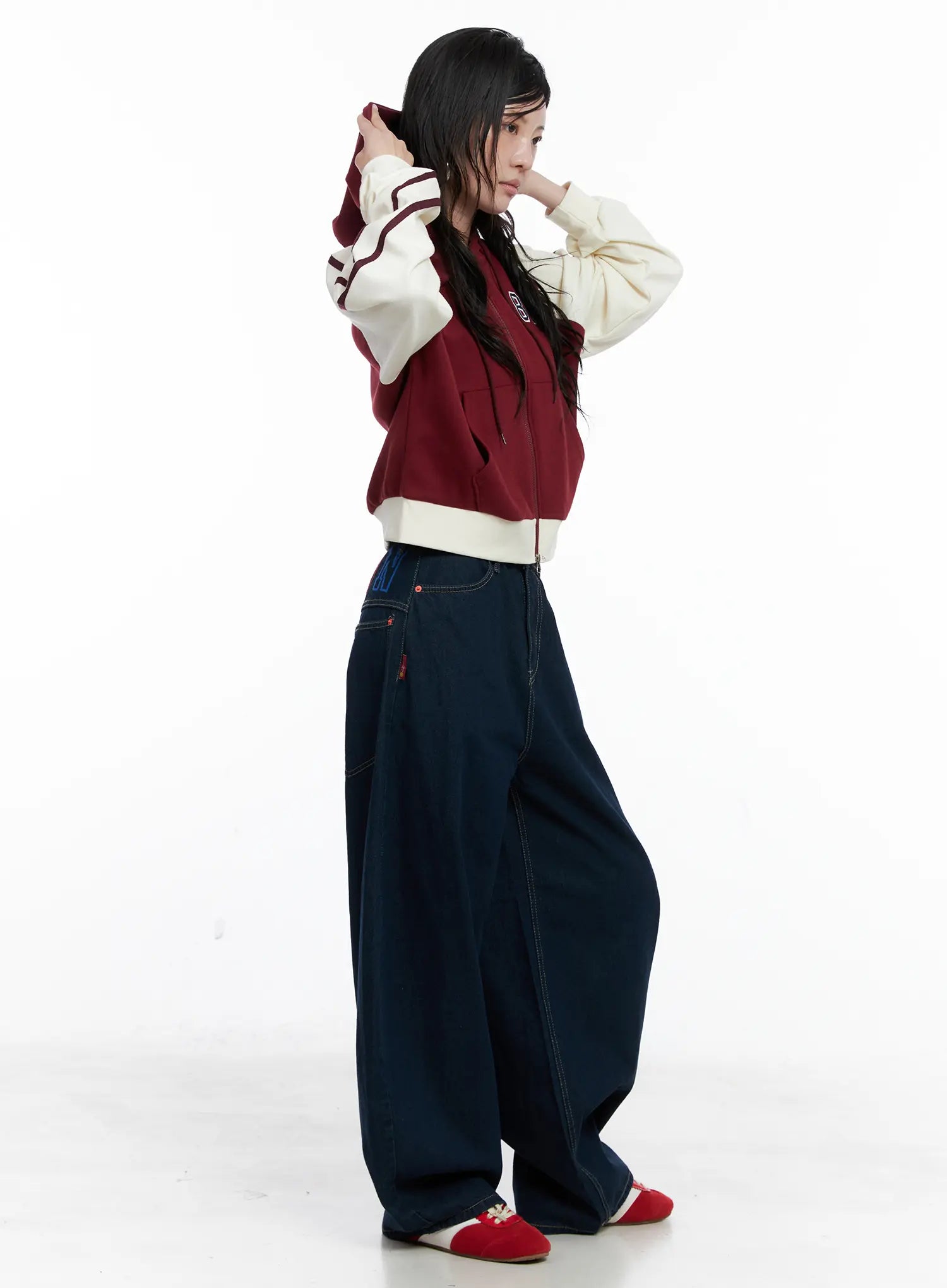 Carina Back Print Baggy Jeans CS529