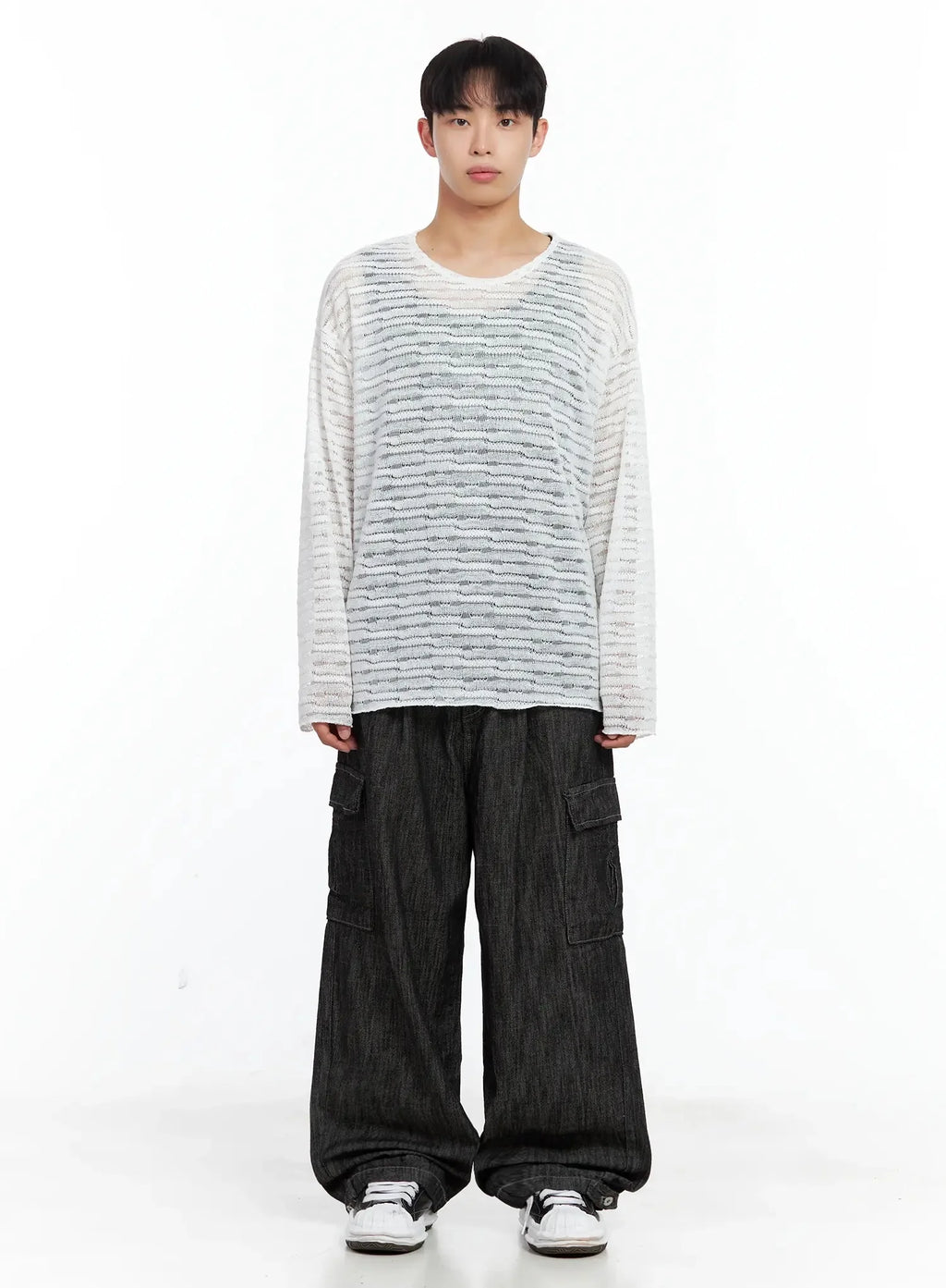 Men's Striped Knit Long-Sleeve Top IL516