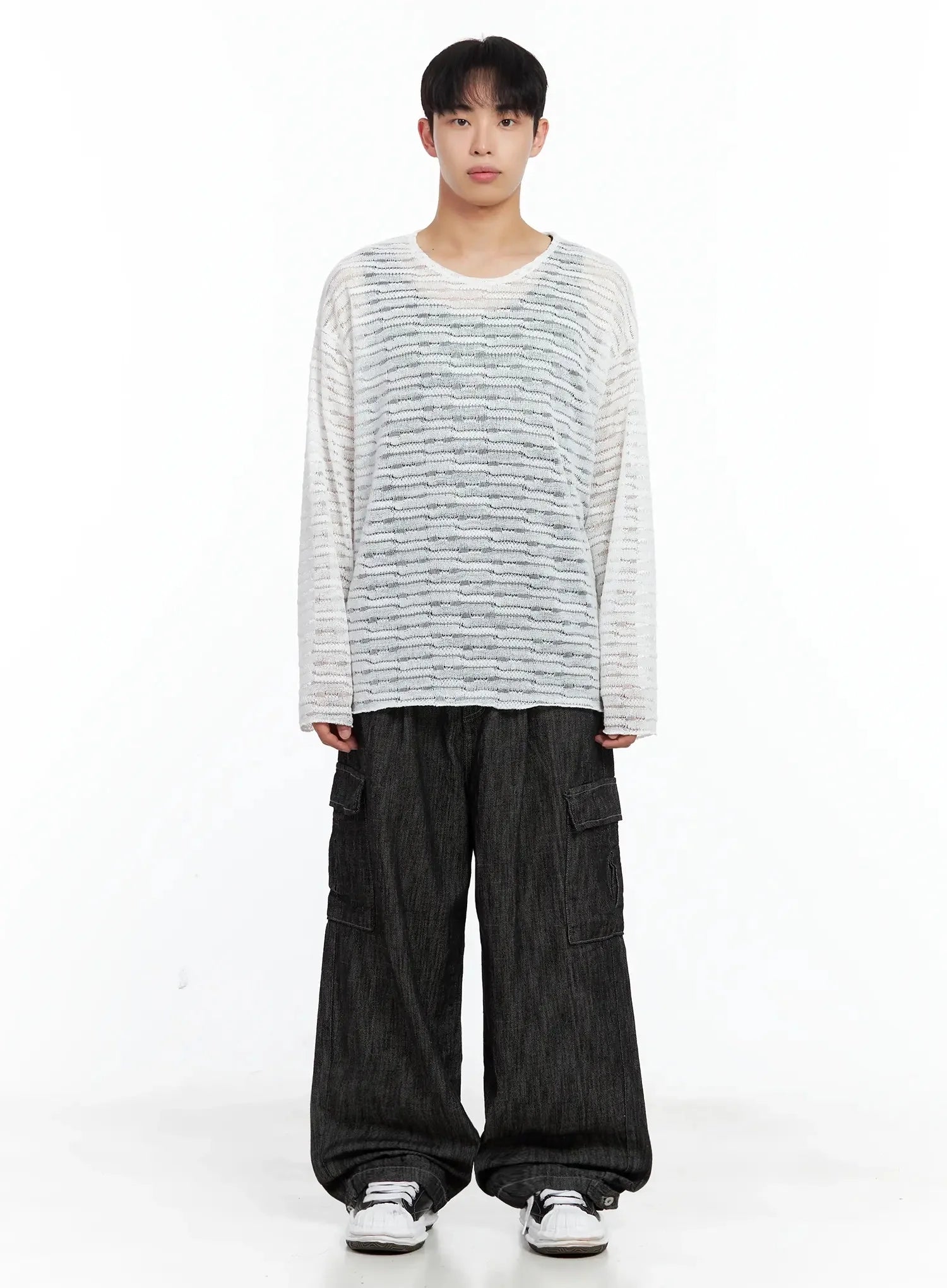 Men's Striped Knit Long-Sleeve Top IL516