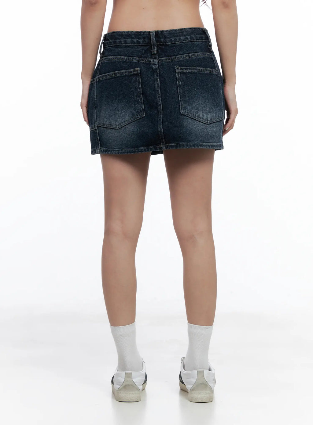 Vintage-Wash Denim Mini Skirt CL511