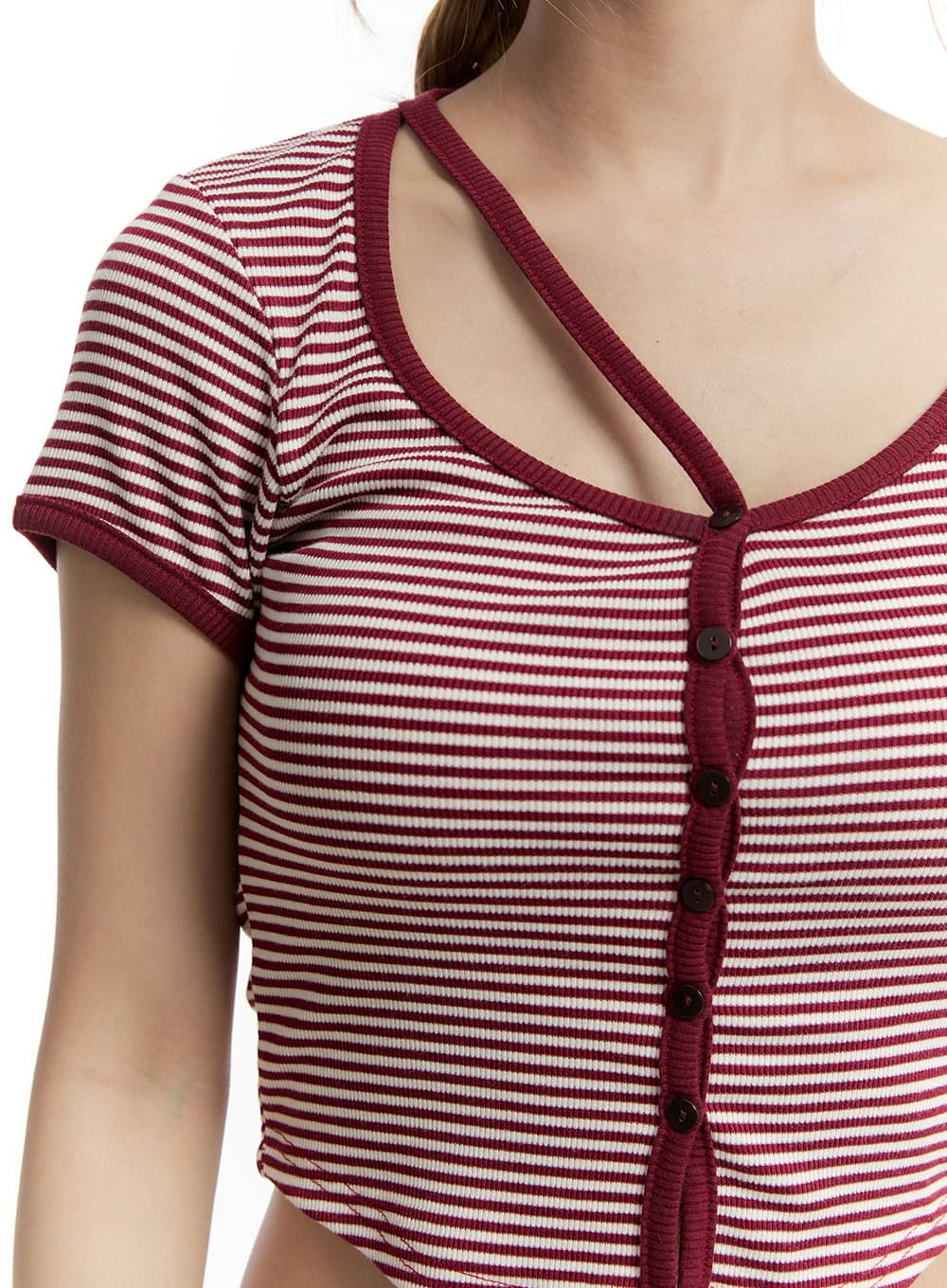 Stripe Buttoned Crop Top CY501