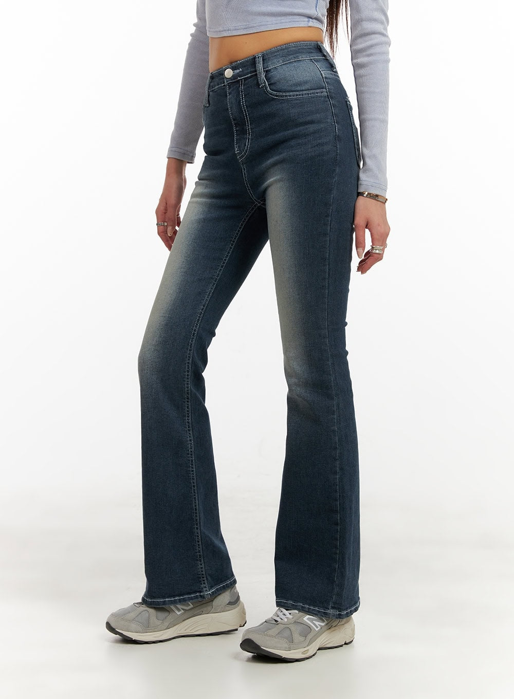 Washed Denim Slim Fit Bootcut Jeans CY402