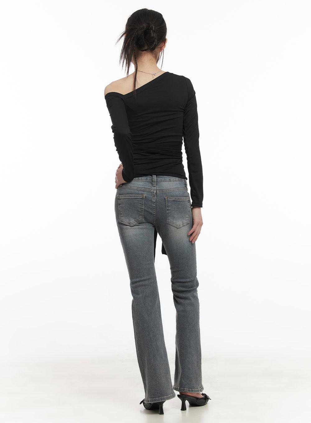 Rachel Washed Bootcut Jeans with Hip Pads CF518