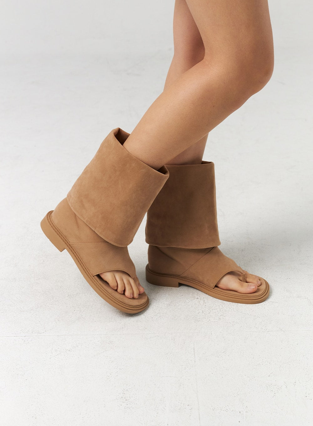 Cut Out Toe Mid-Calf Boots CL310