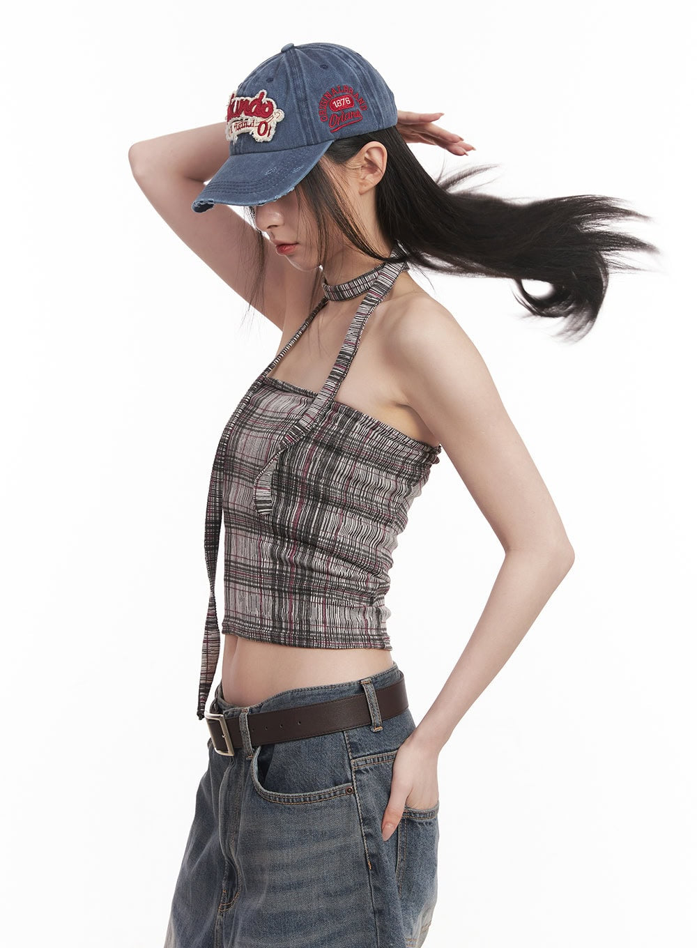 Checkered Tube Top & Scarf Set CM517