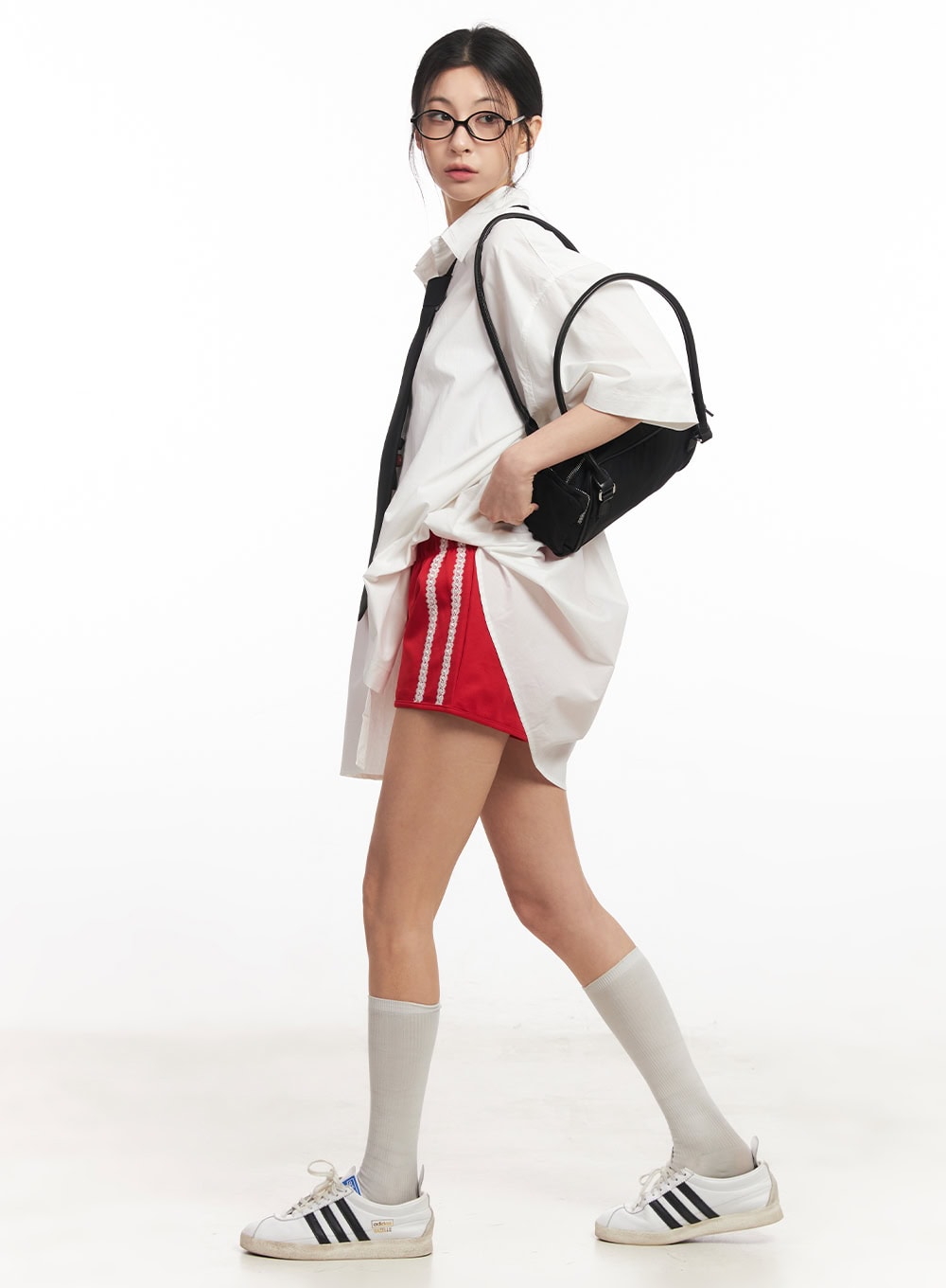 Lace-Trim Striped Shorts CA514