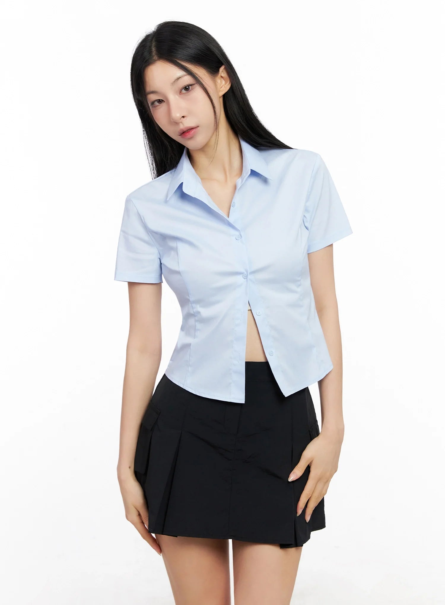 Classic Button-Up Short-Sleeve Shirt IG508