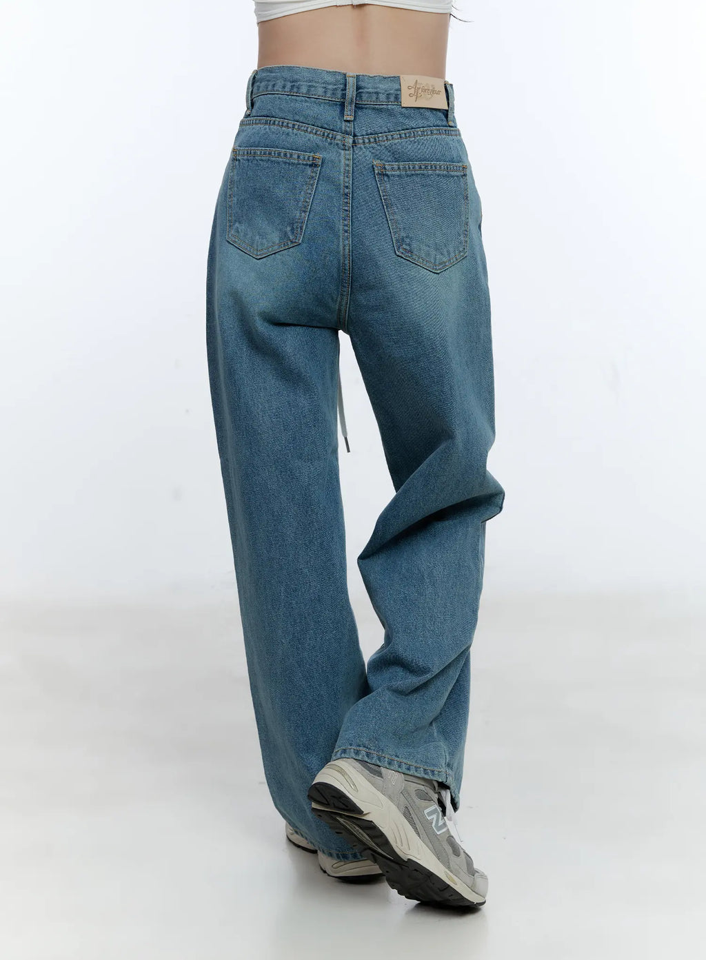 High-Waist Wide-Leg Drawstring Jeans CG513