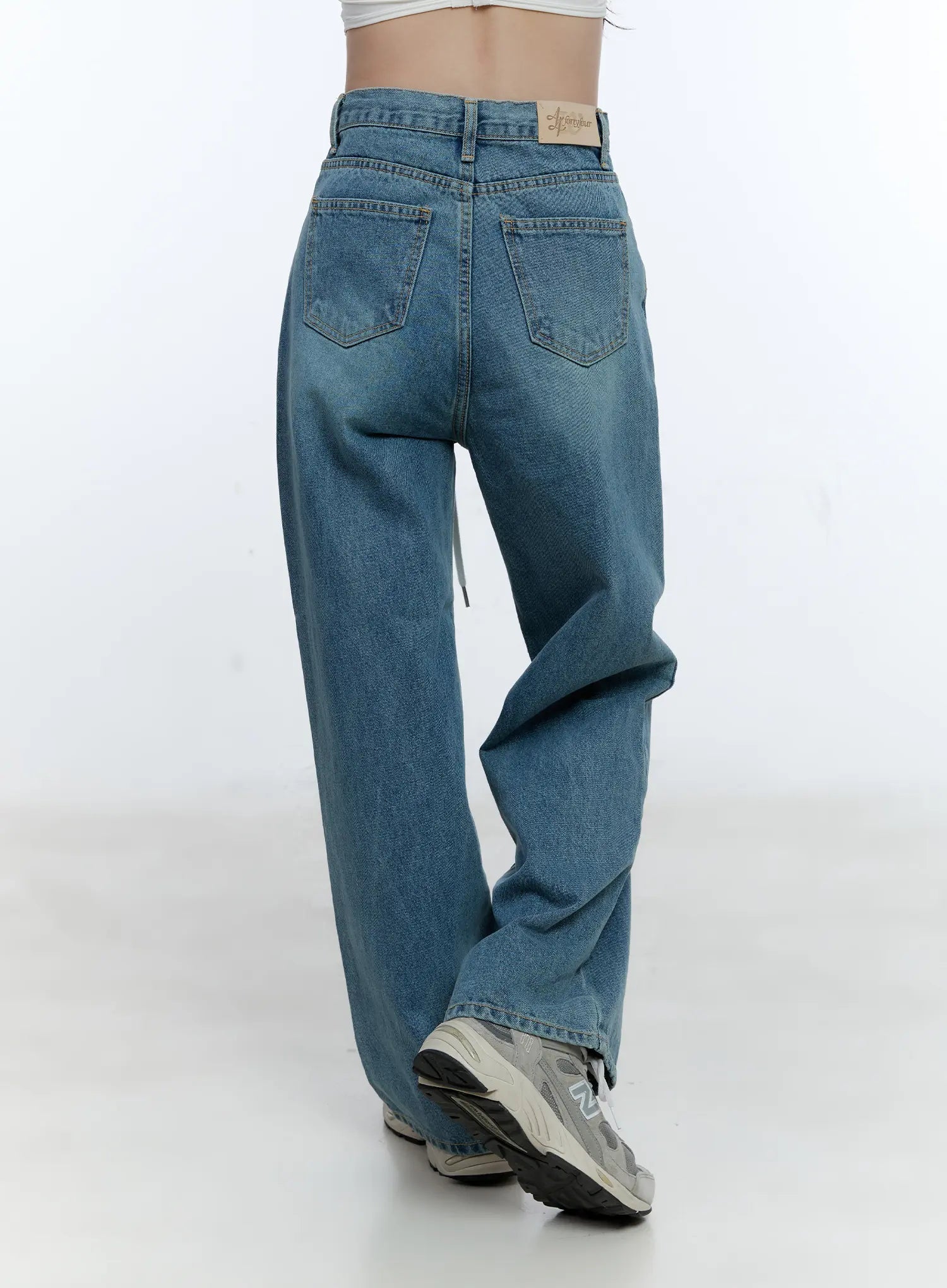 High-Waist Wide-Leg Drawstring Jeans CG513