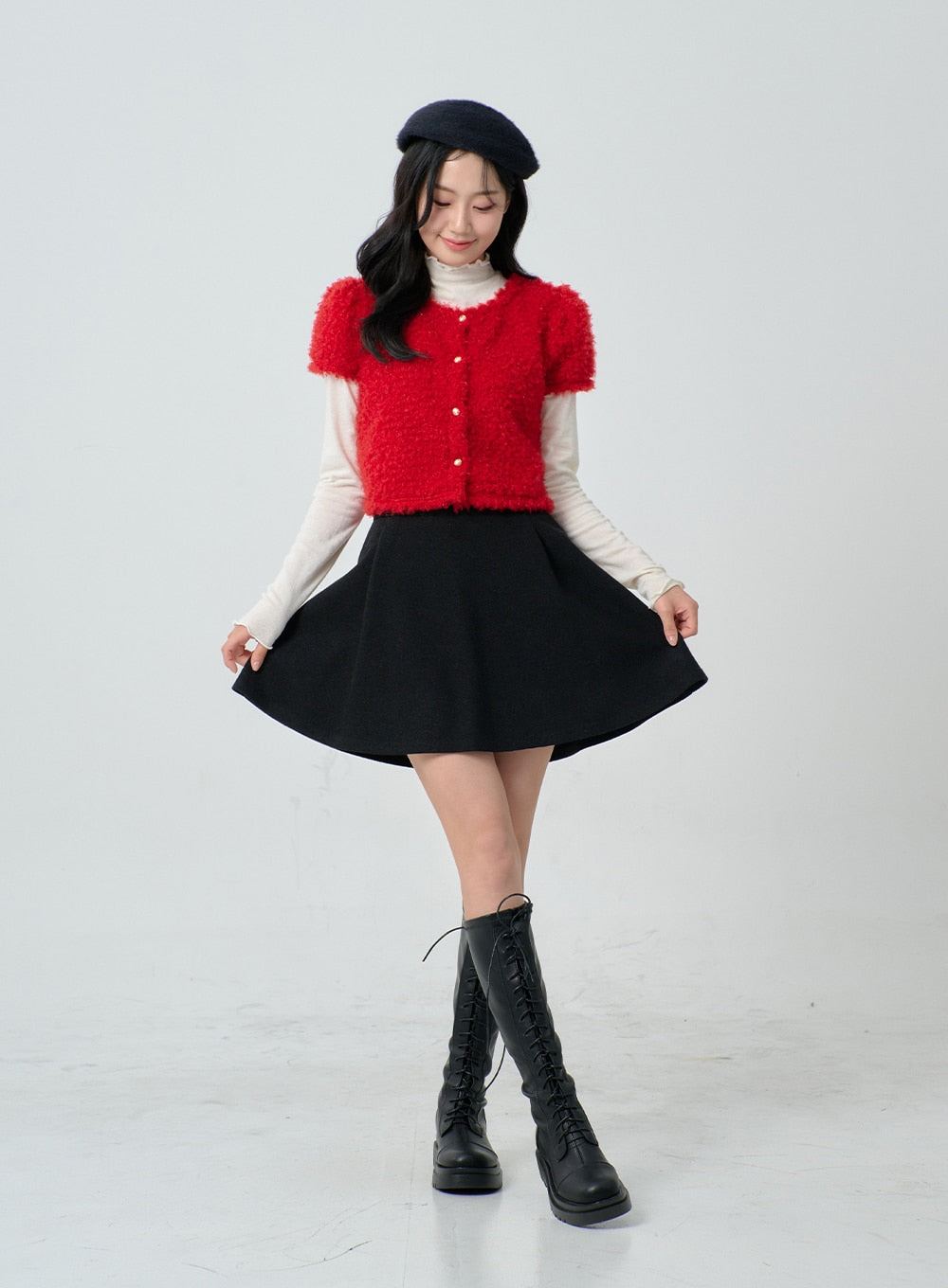 Poodle Short Sleeve Gold Button Cardigan BN02