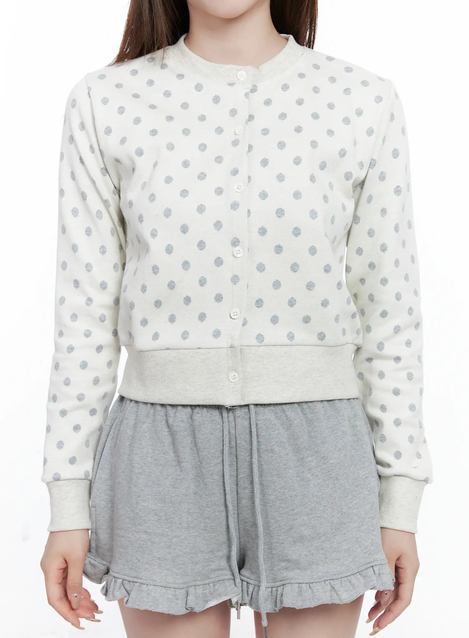 Polka-Dot Button-Up Cardigan CS501