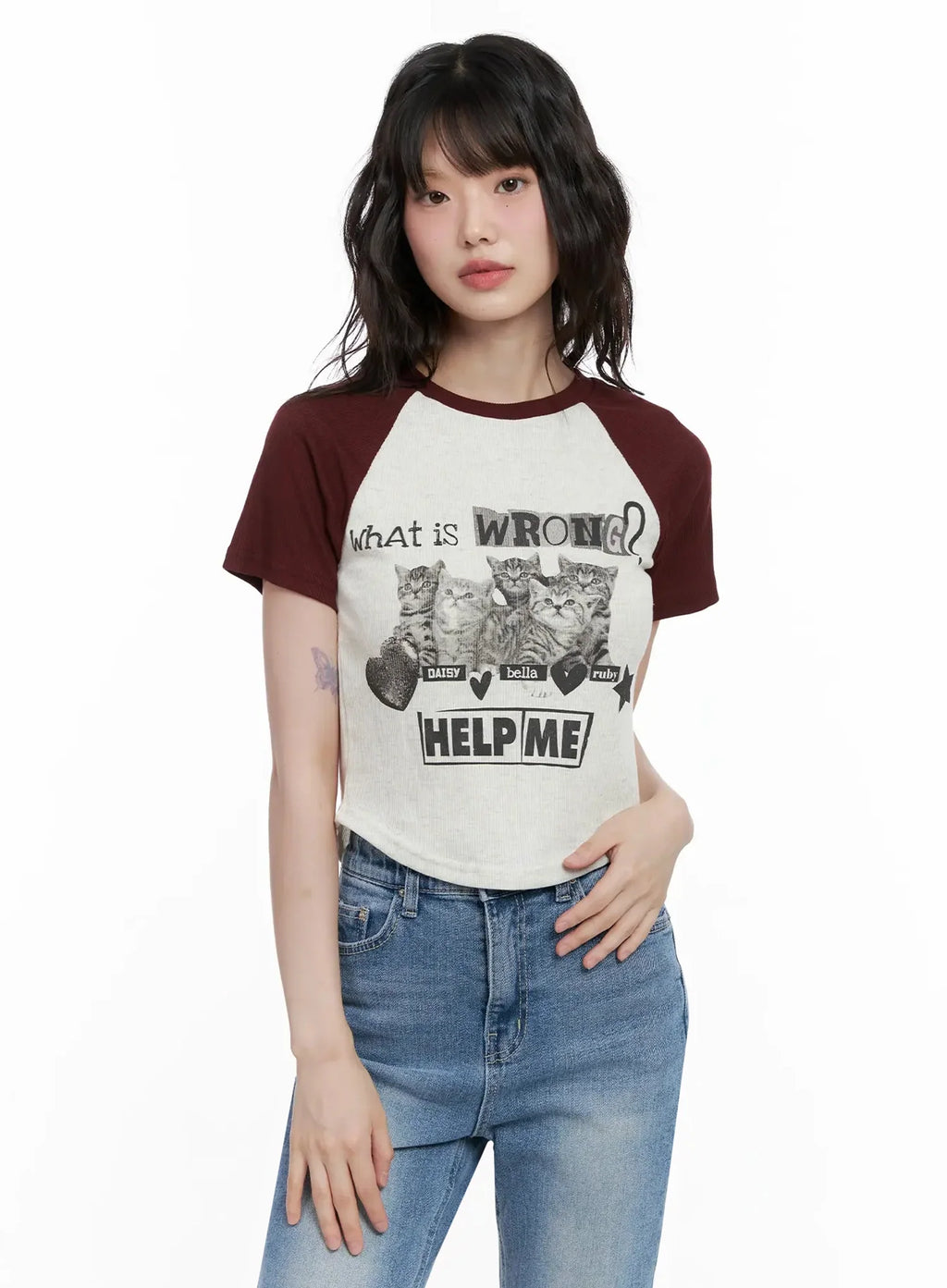 Cat Graphic Raglan Tee IL531