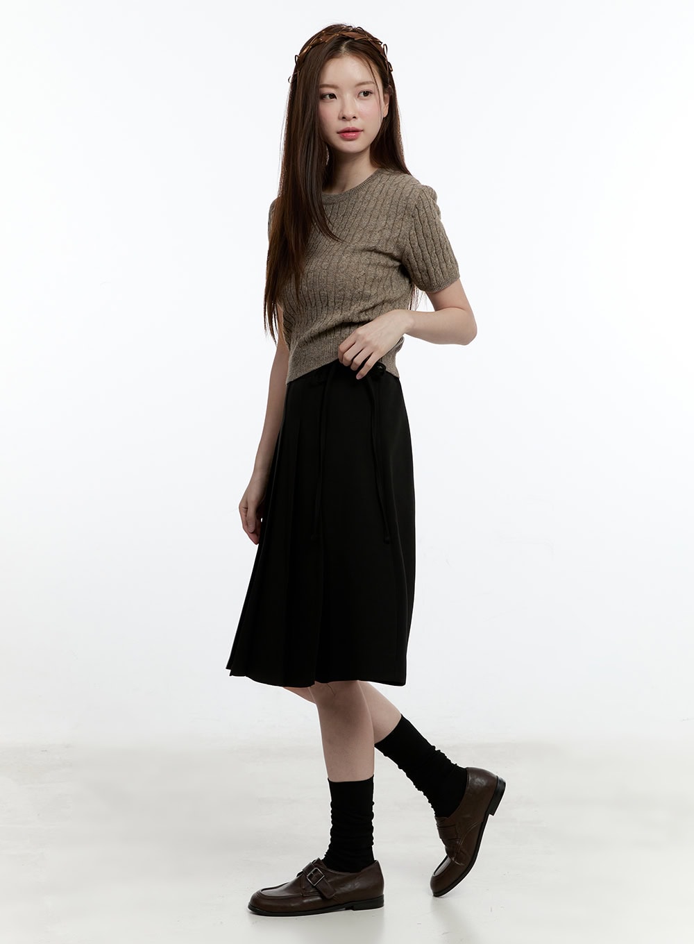 Cable Knit Short Sleeve Sweater CM521