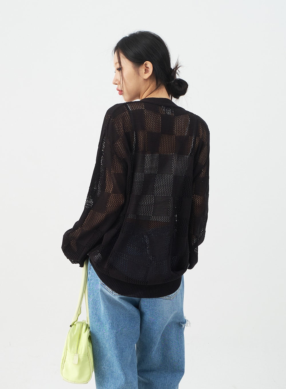 Checkered Oversized Cardigan CJ09