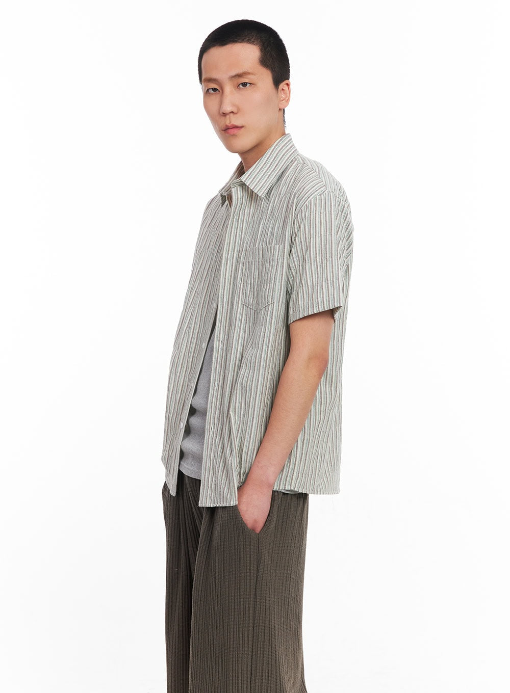 Men's Striped Collared Shirt IU512