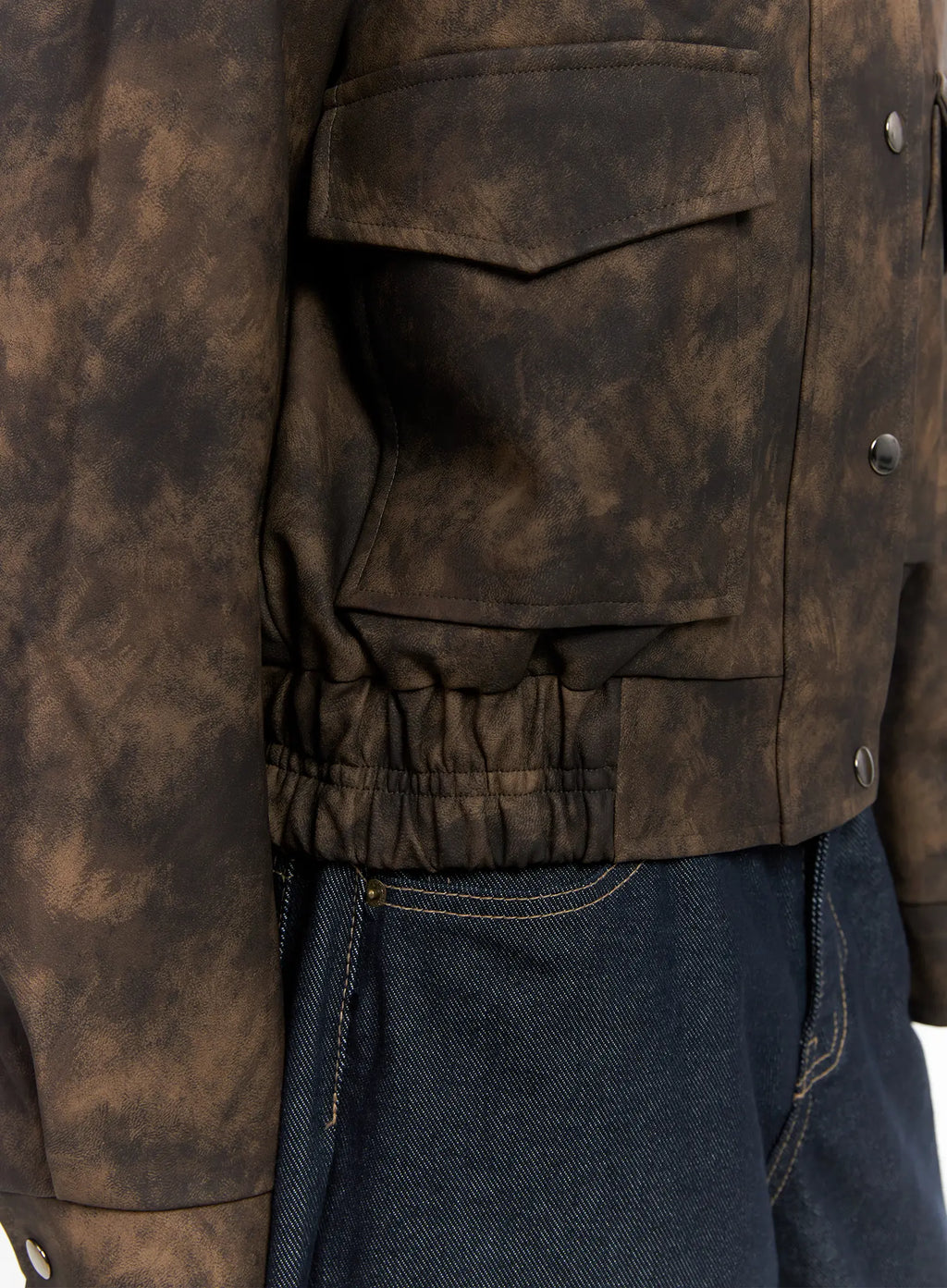 Oversized Print Leather Jacket CS505