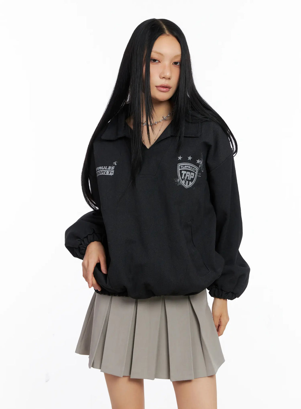 Casual Oversized Graphic Banding Sweatshirt CS509