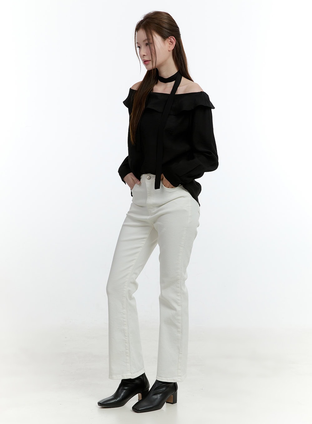 Elegant Off-Shoulder Choker Blouse CF504