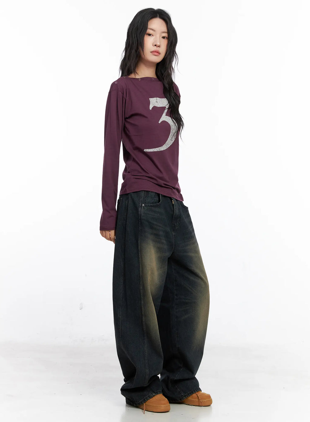 Eyelet Graphic Off-Shoulder Top CO507