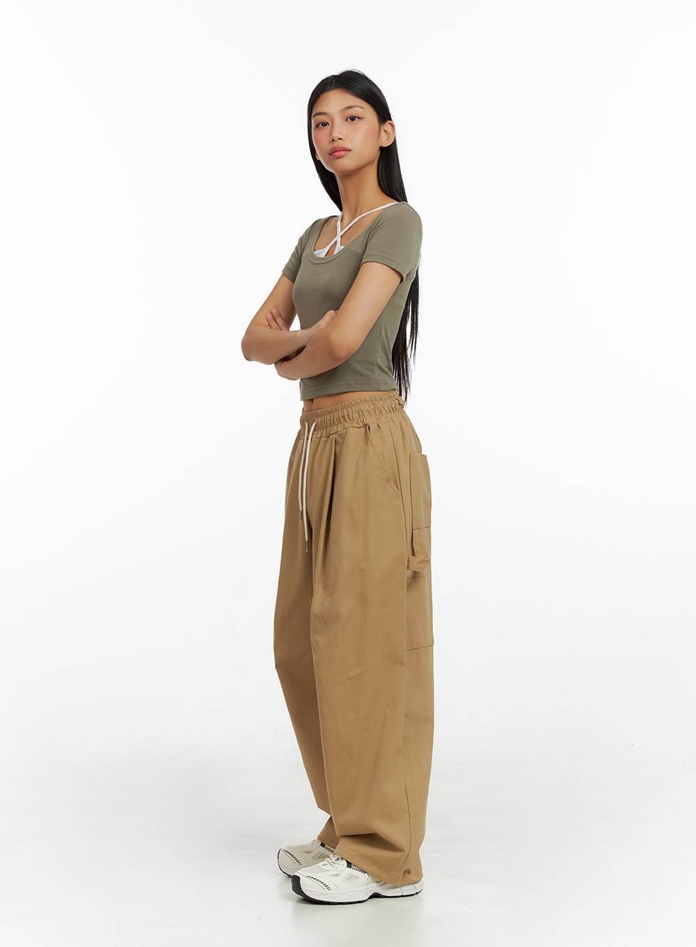 Cargo Banded Pintuck Pants IL419