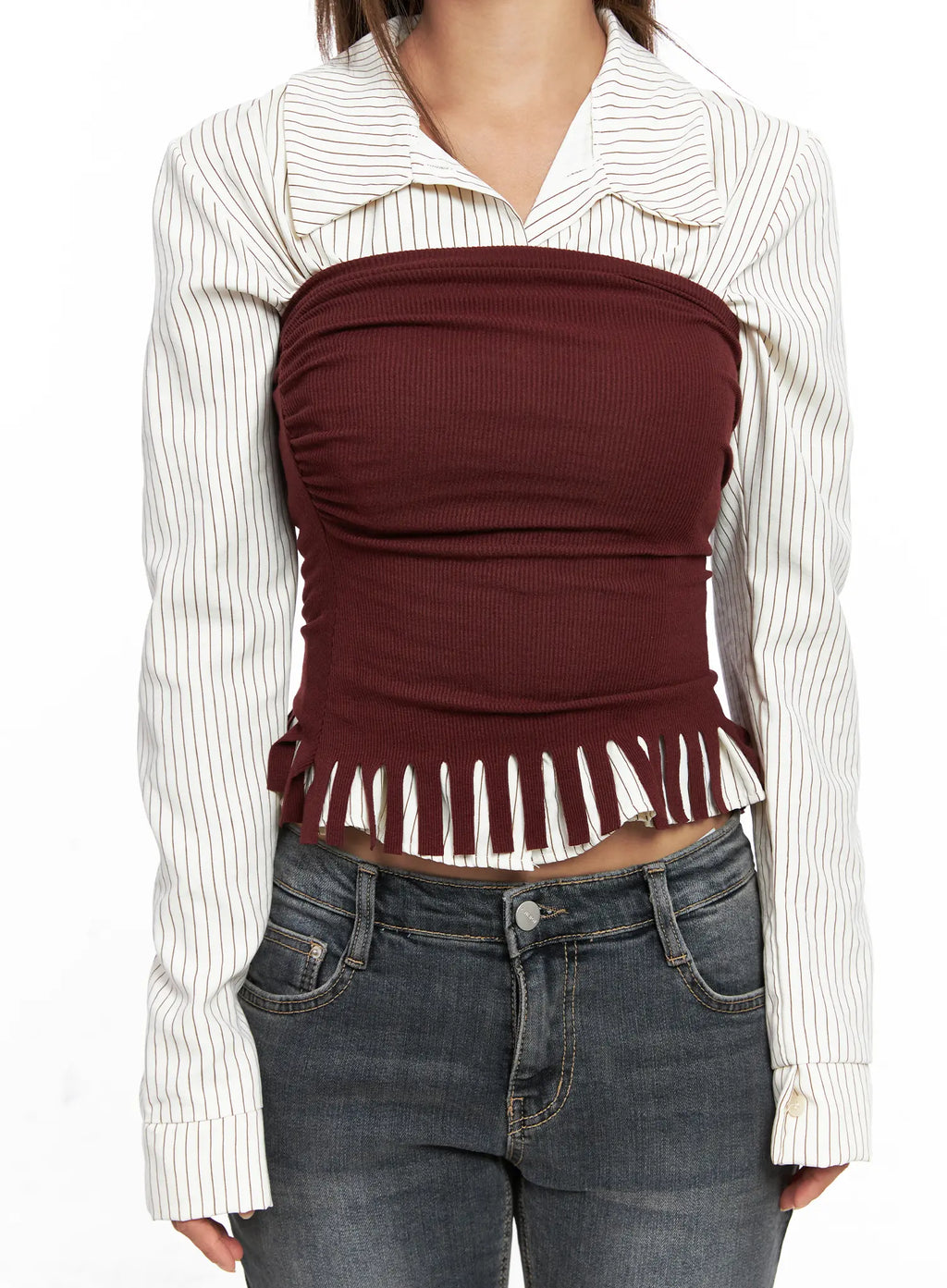 Ruched Fringe Tube Top CO513