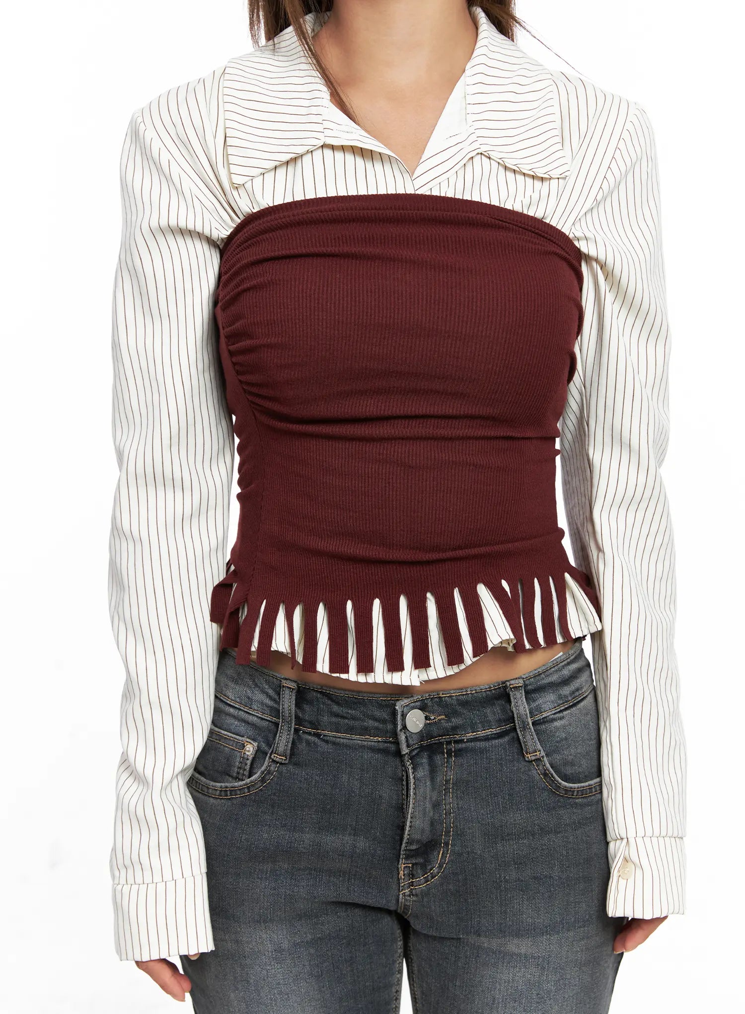 Ruched Fringe Tube Top CO513