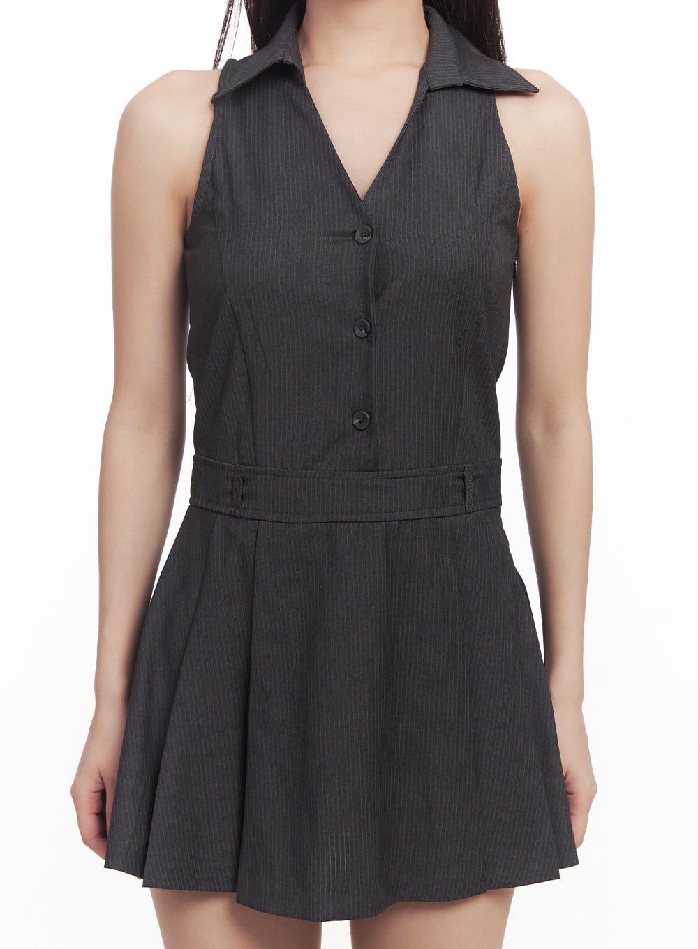 Stripe Pleated Halter Neck Dress CA518