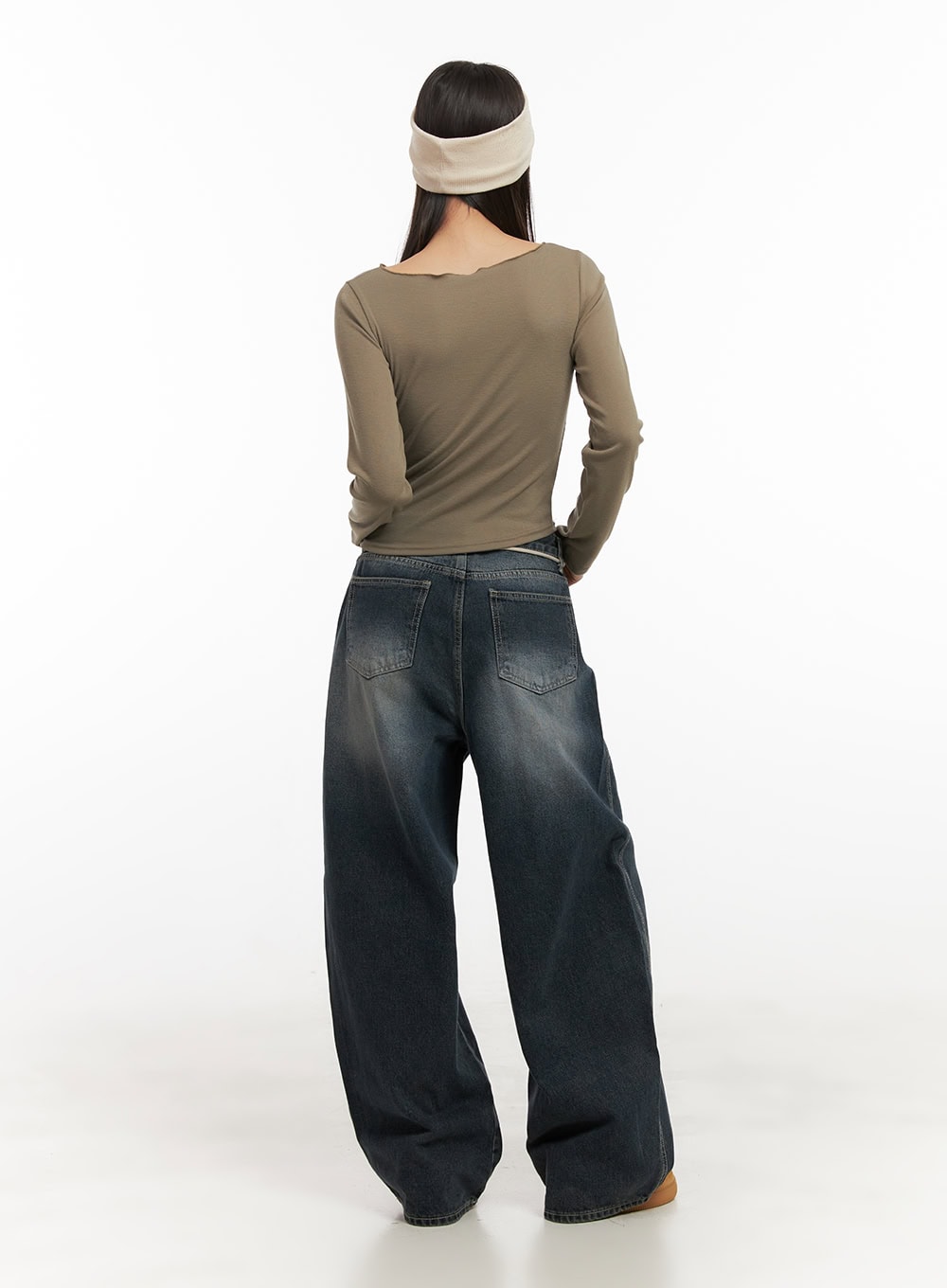 Vivian Washed Cotton Baggy Jeans CD409
