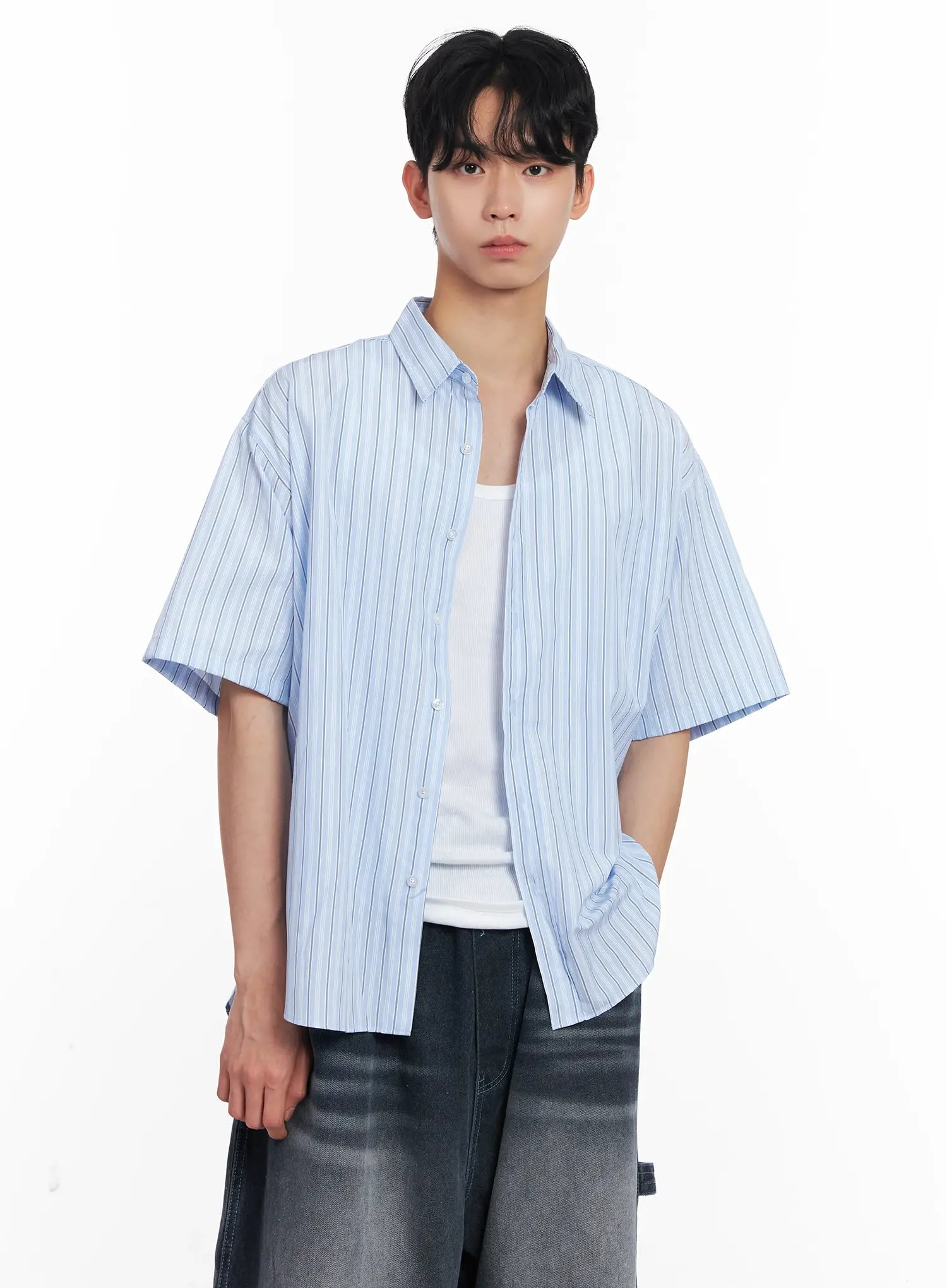 Men's Striped Button-Up Shirt IL504