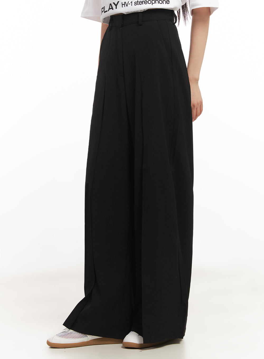 Pintuck Wide-Leg Slacks IY502