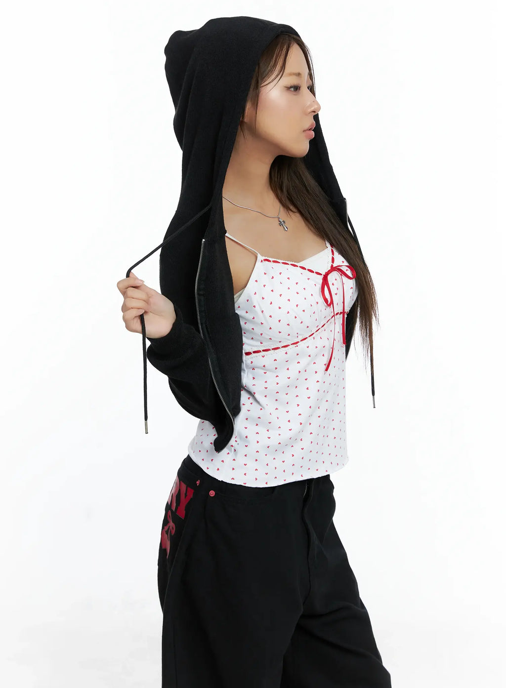 Cropped Knit Zip-Up Hoodie CS505