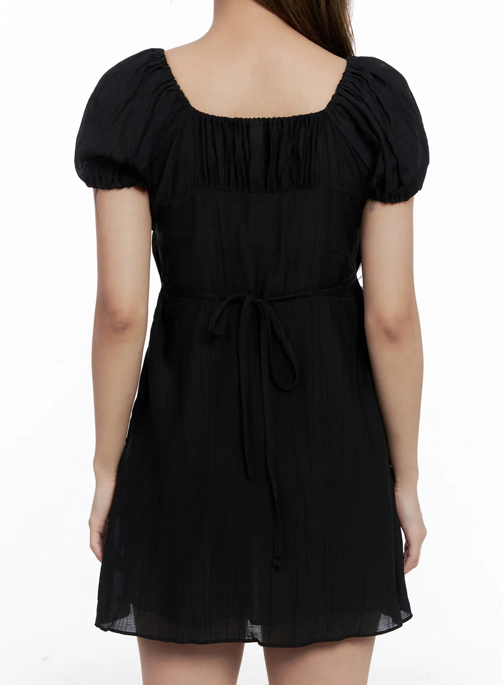 Shirred Puff-Sleeve Mini Dress CL510