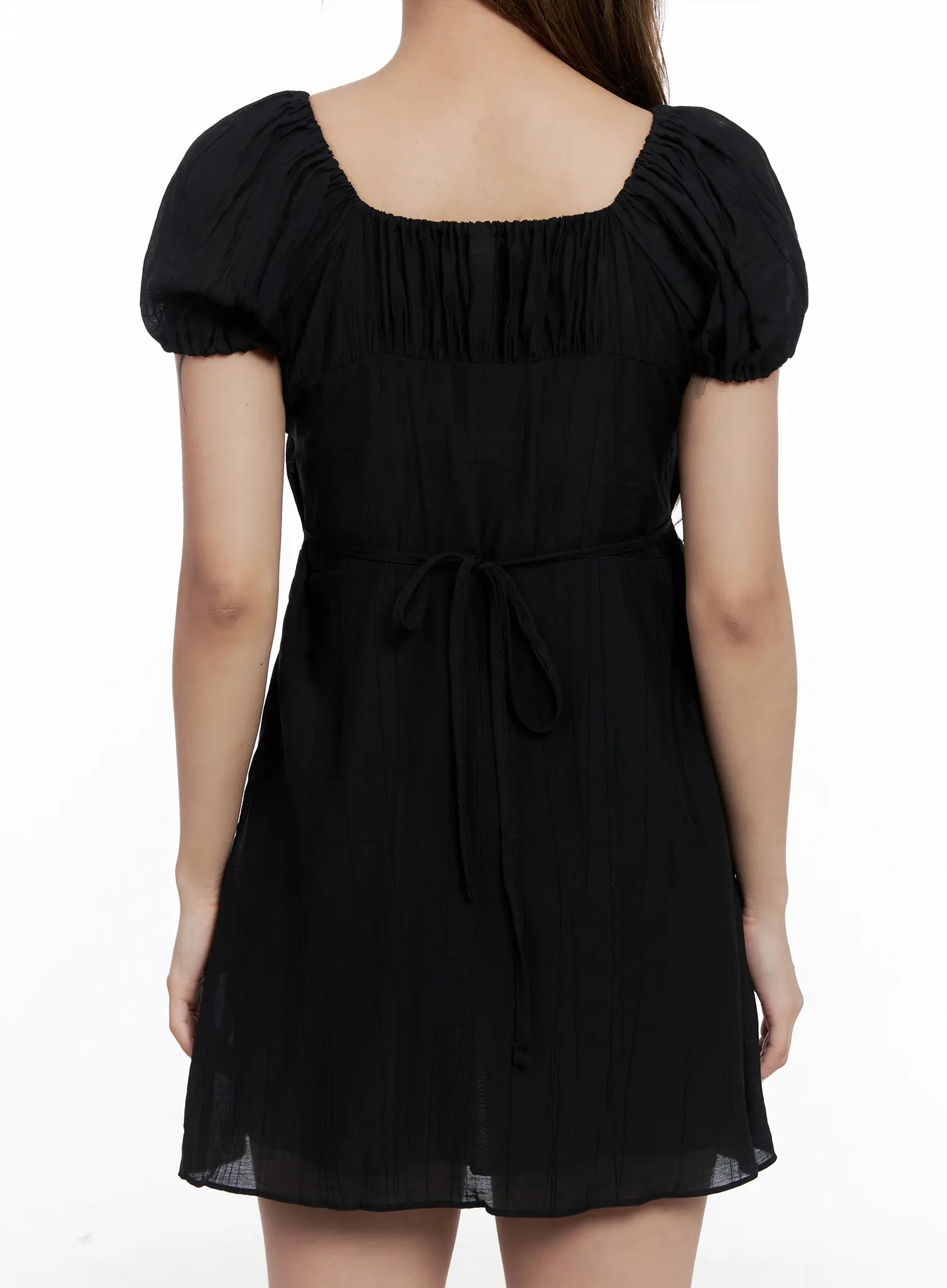 Shirred Puff-Sleeve Mini Dress CL510