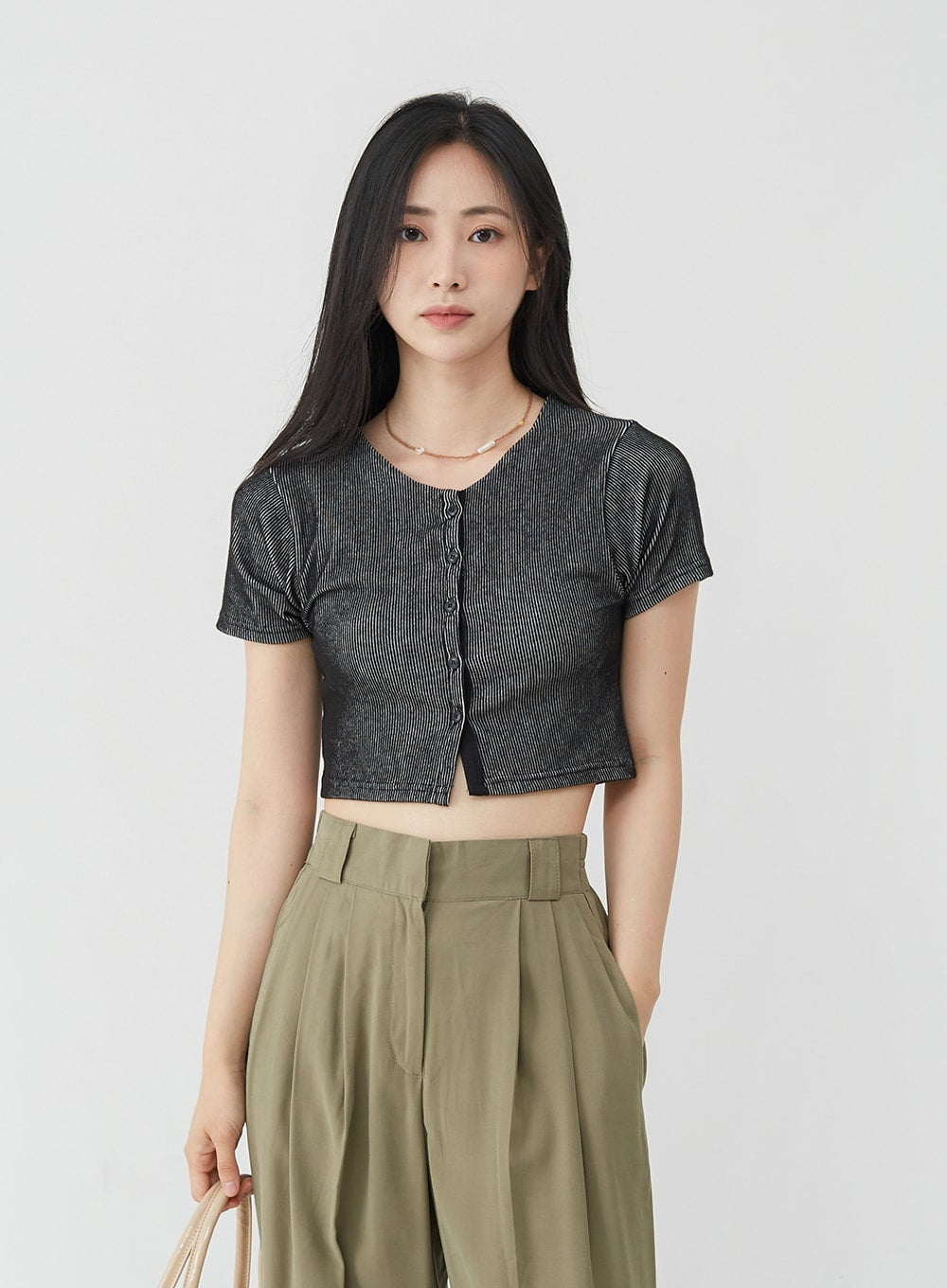 Basic Round Neck Cropped Cardigan OU1