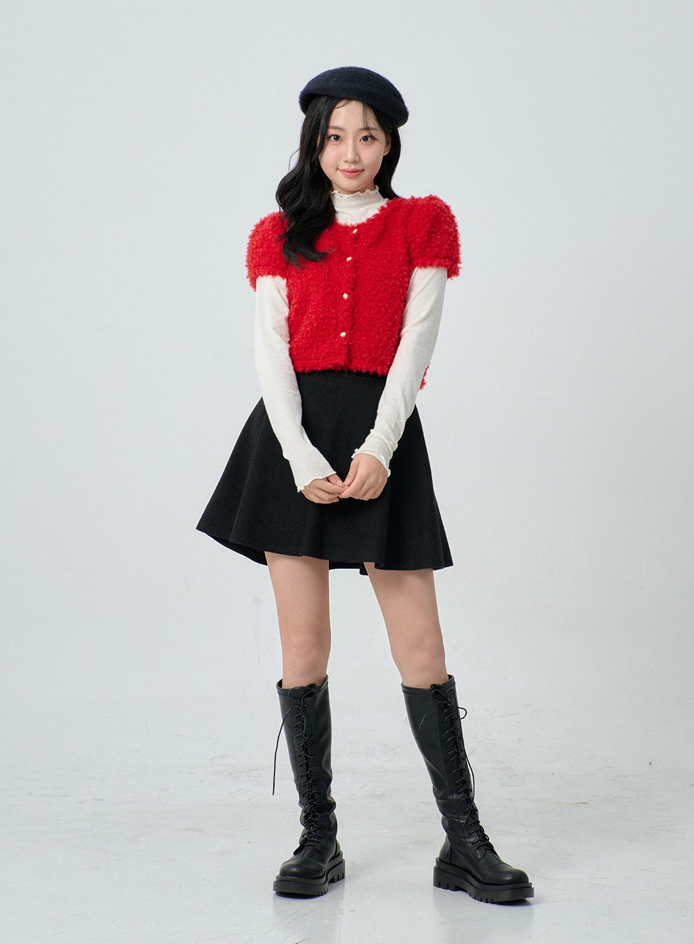 Poodle Short Sleeve Gold Button Cardigan BN02